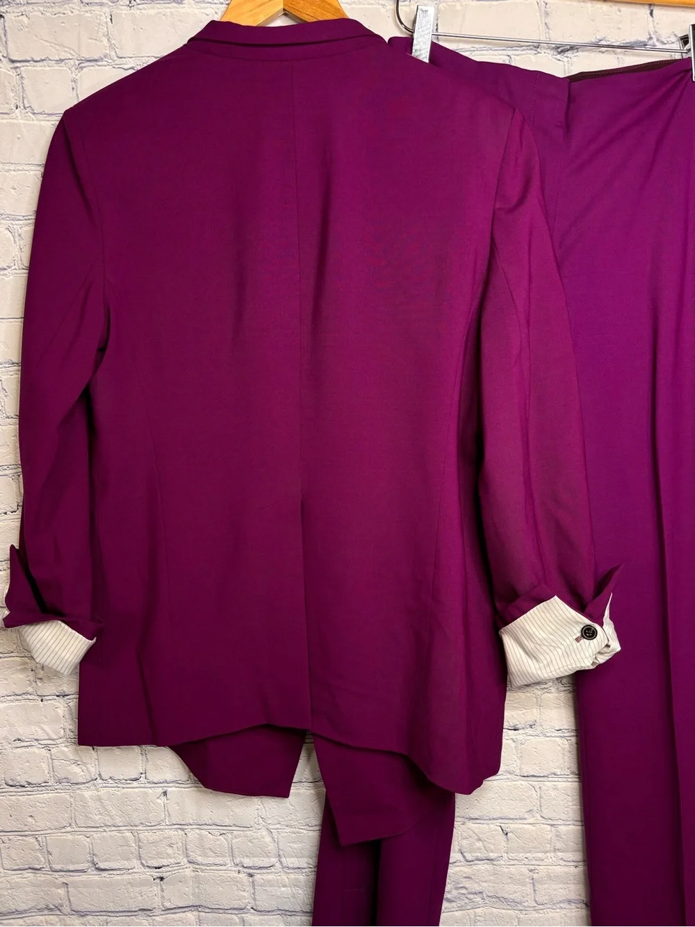 MM Lafleur Magenta Italian Wool Corporate Business Blazer Trouser Set M/6